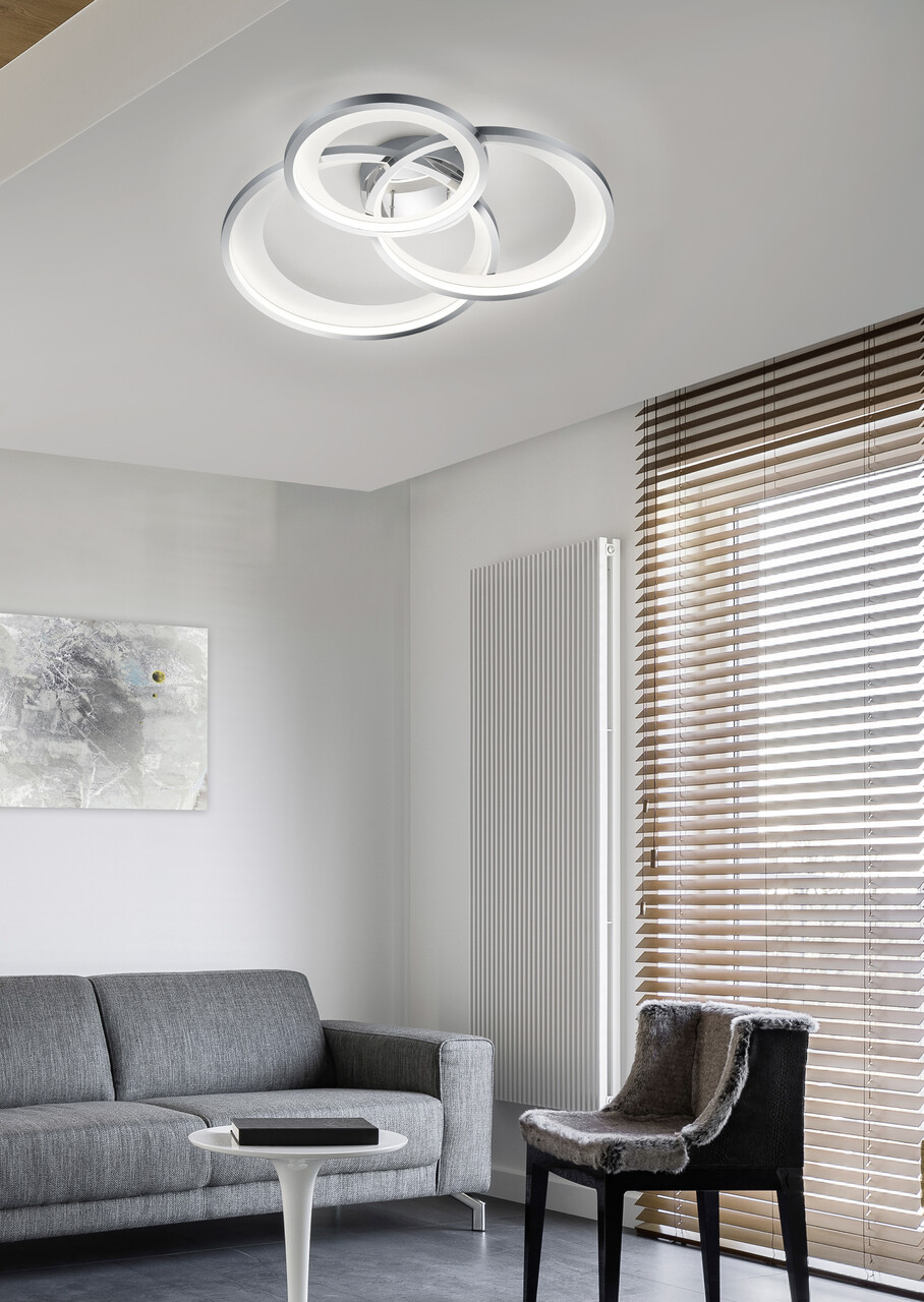 Plafoniera Granada, TRIO, 71.5x63.5x10.5 cm, 36W, 1x SMD, metal, argintiu/alb - imagine 4